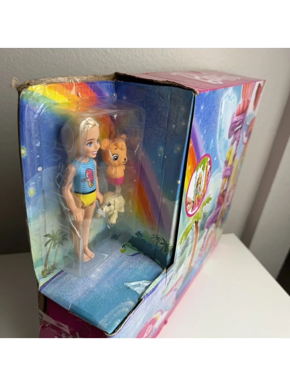 Barbie Chelsea Dreamtopia Lagoon Water Playset Slide Pool Merbear Pet Damage Box